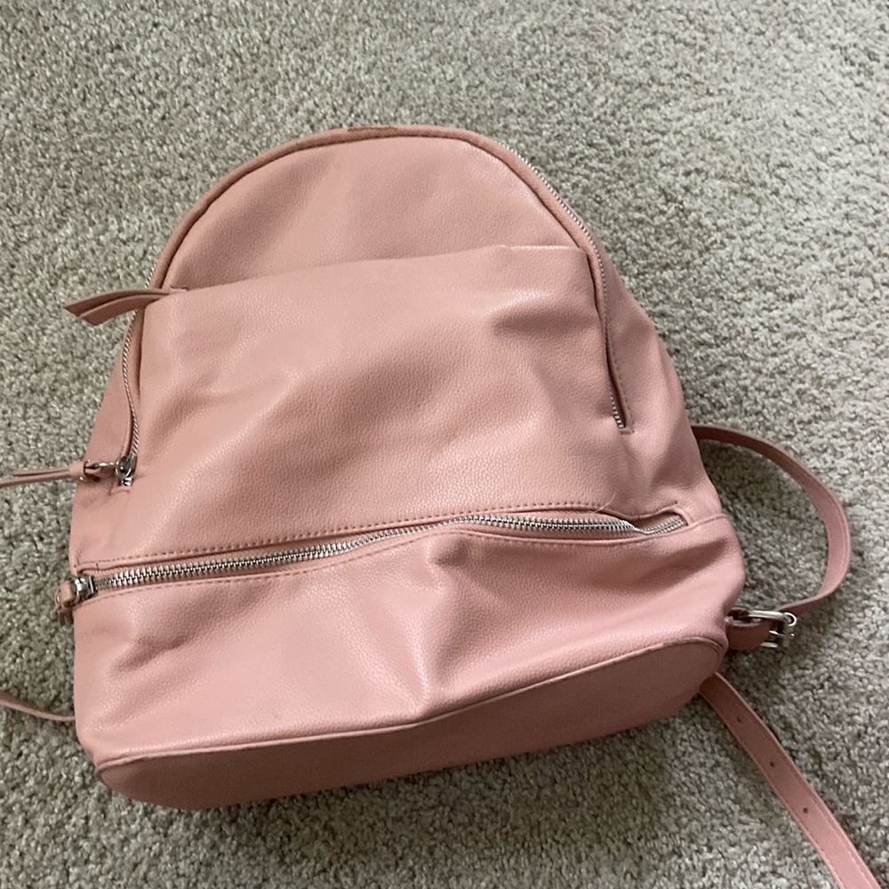 Girls Pink Leather Backpack